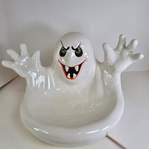 Light-Up Ceramic Ghost Candy Dish Halloween Decor SC Signed 12&quot;x9&quot;x9&quot; - $49.99