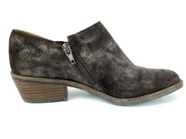 Lucky Brand Ferryn Ankle Bootie Brown Leather Metallic Shimmer Zipper Sz... - £22.09 GBP