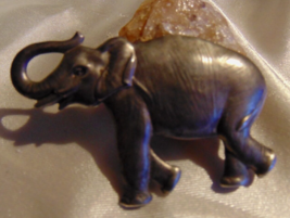 Vintage Metal Figural Pin / Brooch Full Body Elephant 3&quot; - $9.89
