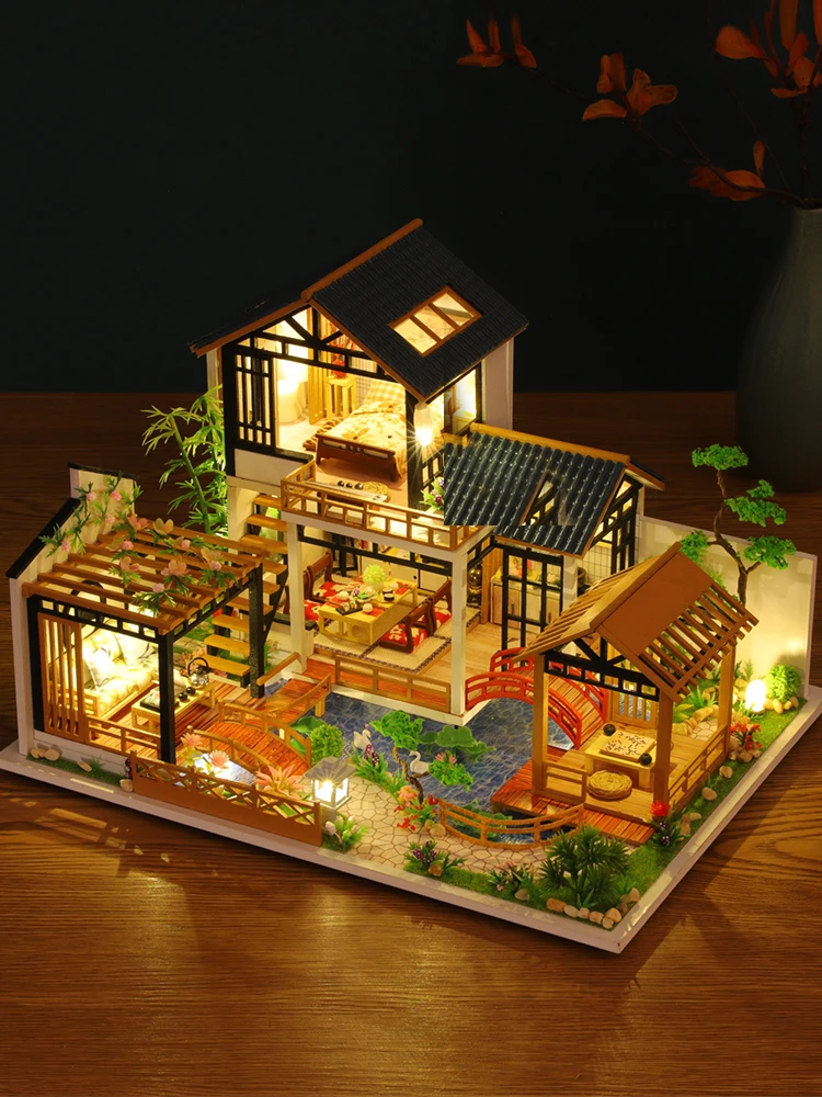 Model Building Kit Handmade 3D Puzzle Toy Assembly House Villa DIY Doll House - £60.81 GBP+