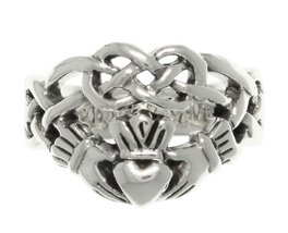 Jewelry Trends Sterling Silver Celtic Infinity Claddagh Heart Ring Size 13 - $48.99