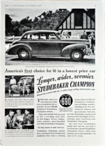 STUDEBAKER CHAMPION  - 1940 Vintage Print Ad - America&#39;s first choice fo... - £8.41 GBP