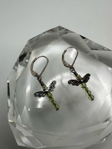 Vintage 3.5cm Green Dragon Fly Dangle Earrings  - $16.29 CAD