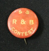 Vintage S S R &amp; B Contest Pin Button 3/4&quot; Red White American Baptist Society - $5.49