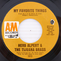 Herb Alpert &amp; The Tijuana Brass – My Favorite Things/She Touched Me 45rpm Record - £3.37 GBP