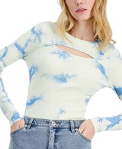 $70 Inc Ribbed Cutout Crewneck Sweater Hue Blue Tie Dye  Size Small - $28.50