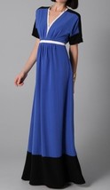$750 SACHIN + BABI Colorblock BRADY Maxi DRESS Blue BLACK Empire Waist (... - $366.27