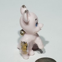 VTG Anthropomorphic Porcelain Pink Mouse Figurine Hand Painted Gold Accent Japan - £15.90 GBP