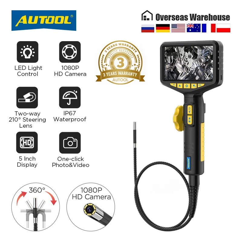 AUTOOL SVB305 1080 HD Automotive Industrial Endoscope with Light  Autofo... - $409.77