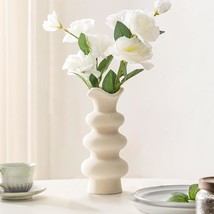 Modern Decorative White Ceramic Vases For Home Decor 8.3 Inch, Abstract - $44.98