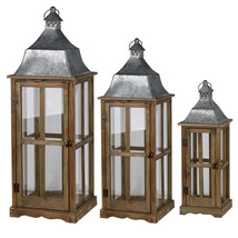 A&amp;B Home Brown Lanterns With Metal Top Set Of 3 - £249.16 GBP
