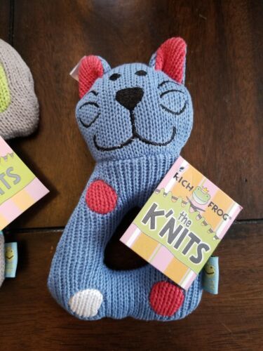 Rich Frog RING RATTLE FROG baby plush rattle toy NEW with tag Blue Cat - $1.98