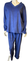 Anne Klein Blue Velour V Neck Lounge Set Pants/Top Size M - $14.24