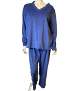 Anne Klein Blue Velour V Neck Lounge Set Pants/Top Size M - $19.53 CAD