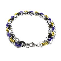 Non-binary pride bracelet, chainmaille Viper Basket weave jewelry - £32.80 GBP