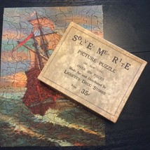 Solve Me Rite Antique Puzzle Old Iron Sides Ship USS Constitution Whimsy Cat Vtg - £157.26 GBP