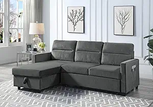 81.5&#39;&#39; L-Shape Convertible Sleeper Sectional Sofa With Storage Chaise An... - $961.99