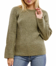 Fever Women&#39;s Size Medium Green Bell Sleeve Ribbed Sweater NWT - £11.57 GBP