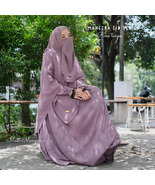 Rose Taupe Non-Pad Khimar Abaya Set with Emboss / Ramadan Eid Collection... - $147.00