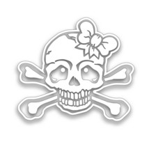 Skull With Bow And Crossbones Decal Biker Chick Bike Motorcycle Trailer Sticker - £7.96 GBP