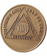 46 Year AA Medallion Premium Bronze Lion Back Sobriety Chip - $5.99