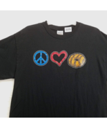 Peace Love Cookies Shirt Womens Large Black Short Sleeve Glitter Heart - £6.91 GBP