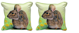 Pair of Betsy Drake Rabbit Large Pillows 18 Inch x 18 Inch - £71.21 GBP