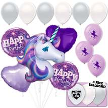 Enchanted Lilac Unicorn Birthday Deluxe Balloon Bouquet - £21.92 GBP