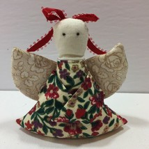 Vintage 90s Handmade Angel Floral Pattern Stuffed Puffy Christmas Tree Ornament - £15.97 GBP