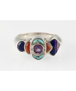 Exquisite Multi Stone Sterling Silver Band Ring SZ: 7.75 - $3,865.27 MXN