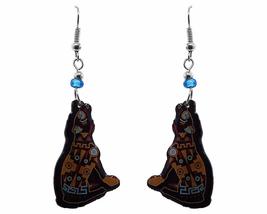 Tribal Pattern Howling Coyote Wolf Animal Graphic Dangle Earrings - Wome... - £11.72 GBP