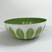 Vintage Cathrineholm Enamelware Green And White Lotus Bowl 9.5&quot;Avocado MCM - £49.91 GBP