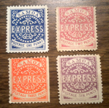 British Oceania: Samoa - Scott&#39;s #s  1, 2, 3 &amp; 4 - issued in 1879  -  4 stamps - £11.96 GBP