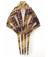 Vintage Art Deco Style Hair Comb Faux Tortoise Plastic Ornate Fan Shape ... - £27.54 GBP