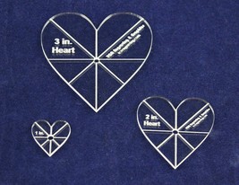 Heart Template 3 Piece Set. 1,2,3 Inches - Clear 1/8 Inch Thick w/ guidelines - $16.34
