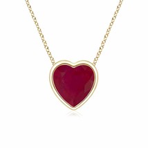 Bezel-Set Solitaire Heart Ruby Pendant in 14K Yellow Gold (Grade- A, Size- 5MM) - £363.40 GBP