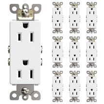 Matte White Decorator Receptacle, 15 Amp Standard Electrical Wall, 10 Pack - $33.96
