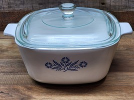 Vintage Corning Ware Blue Cornflower PYROCERAM 1.5 Quart Baking Dish &amp; L... - $17.98