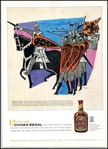 1950s Chivas Regal Scotch Whiskey PRINT AD Antonio Frasconi Woodcuts BX4 - $121.83 MXN