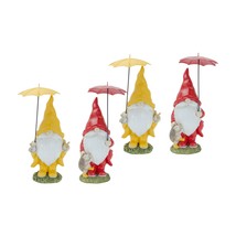 Gnome w/Umbrella (Set of 4) 6.5&quot;H, 8.5&quot;H Resin - £47.12 GBP