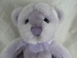 Purple Lavender Sherbet Teddy Bear Plush Vintage with silk bow 12&quot; - $14.84