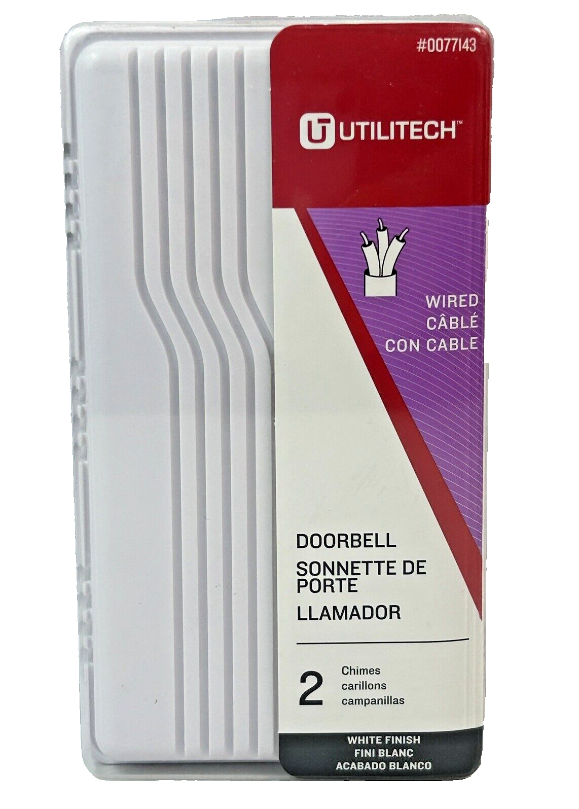 UTILITECH White Doorbell Kit Wired Doorbell 2 Chimes White Finish #00771... - $9.85