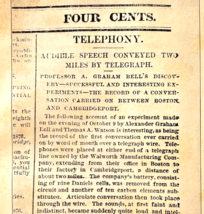 1910 Boston Advertiser Print Of Article Detailing 1st Telephone Call F17H - $19.99