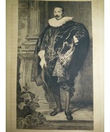 Antique 18C Van Dyck Woodcut Print Portrait D&#39;Homme Munich A.Quantin 30 ... - €122,21 EUR