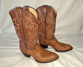 Vintage Justin Lizard Western Cowboy Boots Mens Size 9.5E [NICE] - $200.00