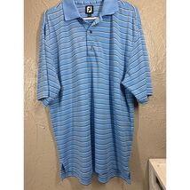 FootJoy Golf Polo Shirt Mens Blue Striped Short Sleeve Sports Pullover S... - $24.95