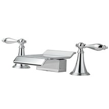 Chrome 3 Holes Widespread bathroom waterfall Sink Faucet lever Handles Mixer tap - £102.55 GBP