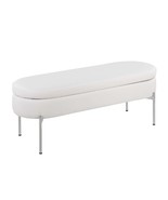 Chloe Glam Bench - White Faux Leather &amp; Chrome - $350.44 CAD