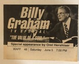Billy Graham Special Tv Guide Print Ad Orel Hershiser TPA15 - £4.73 GBP