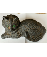 BLACK CAT CAST IRON DOORSTOP, Fireplace, Garden, Green Eyes ~ Persian  H... - $88.88 CAD